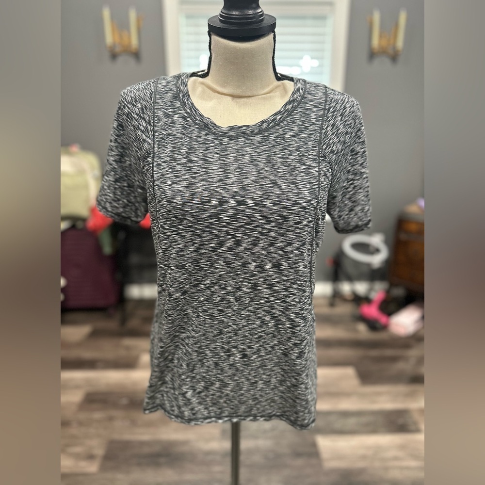 Lululemon Make Miles Count Short Sleeve Spaced Out Dye Black White Womens Size 4